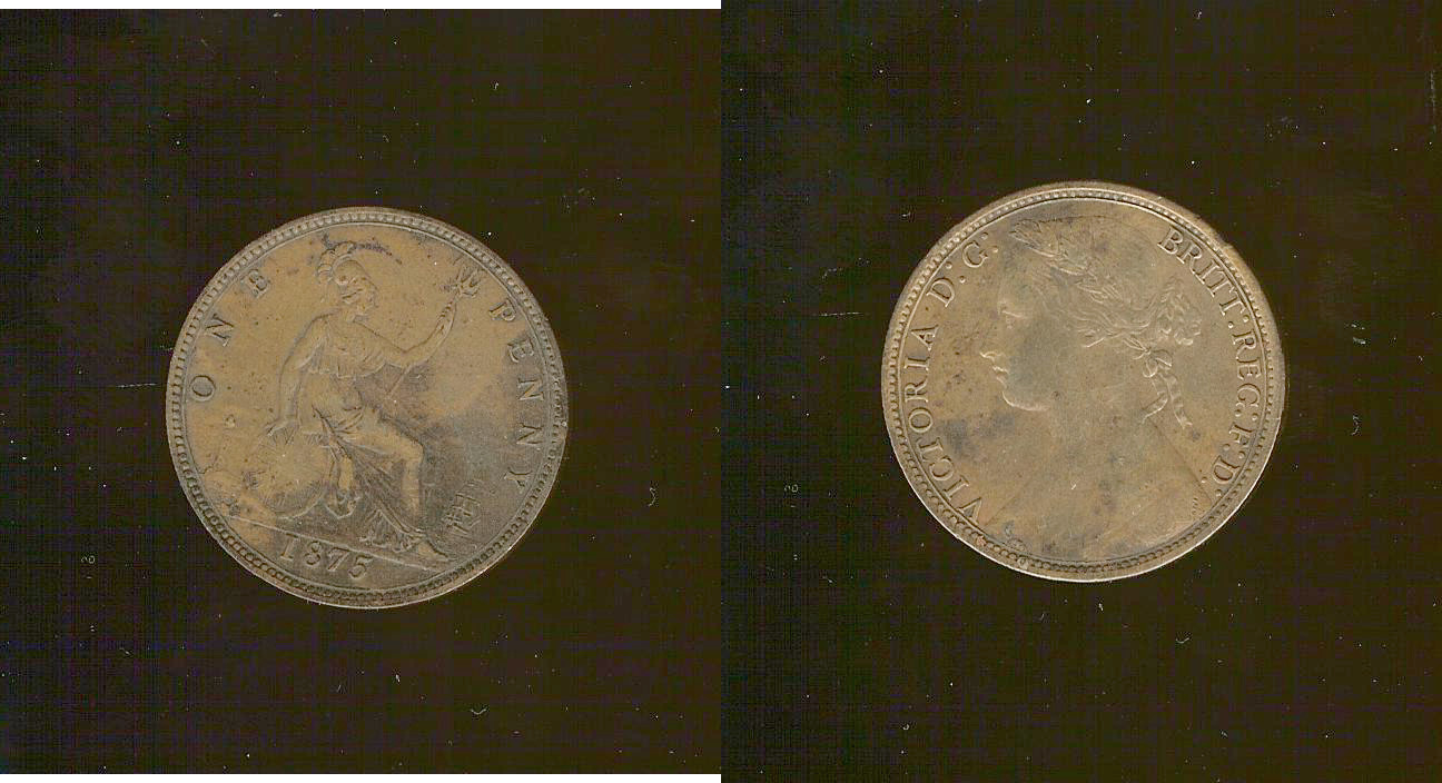 English penny 1875 VF/gVF